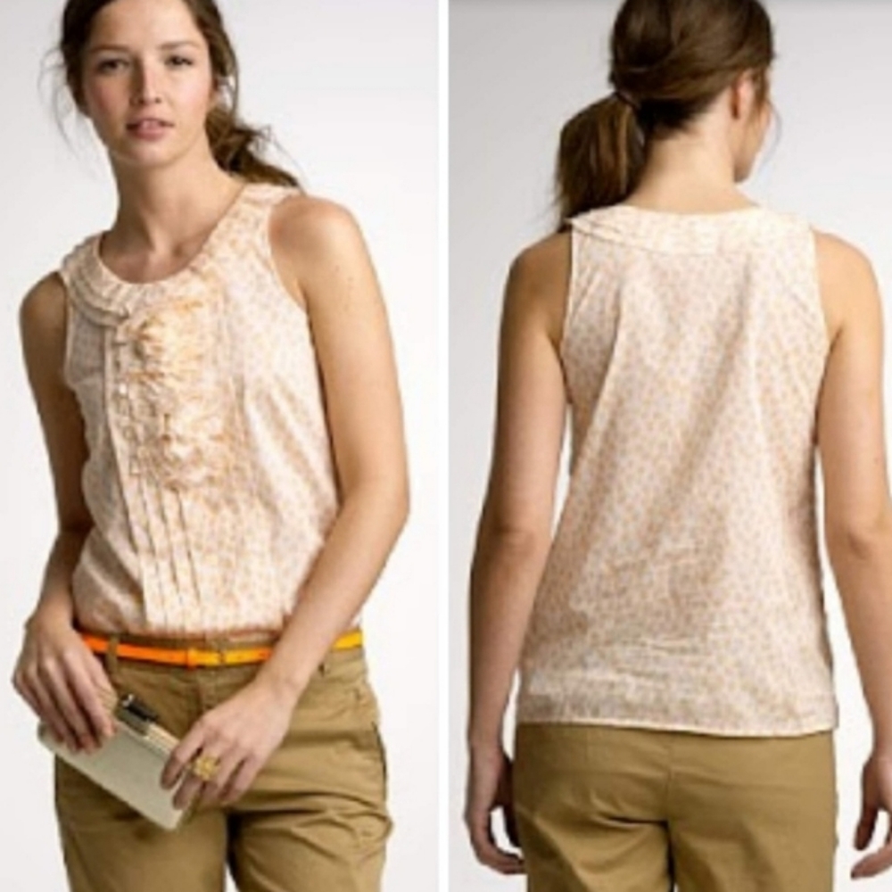 J. Crew Cheetah Print Ruffle Front Tank Sz 4